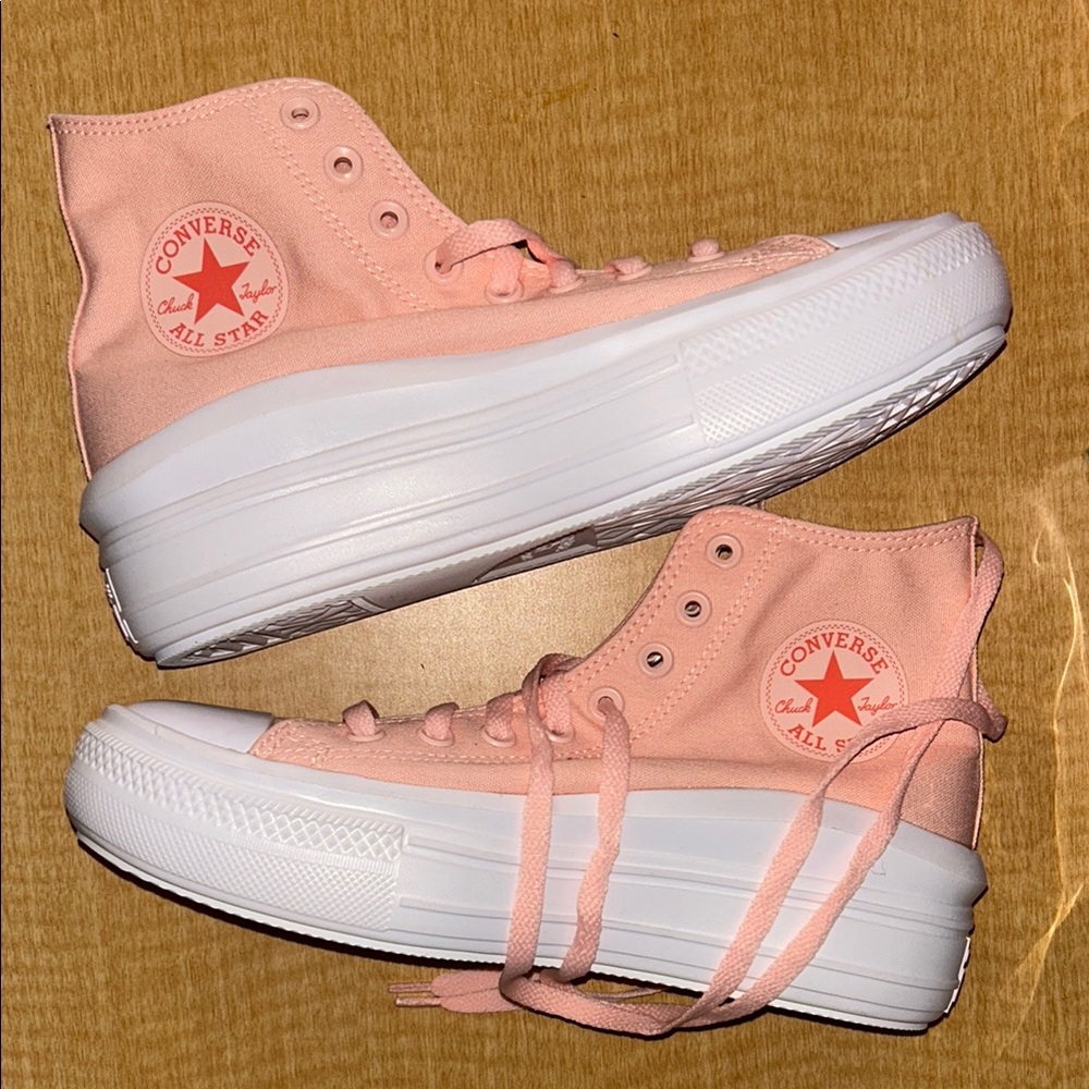 Converse Pink and White High-Top Sneakers